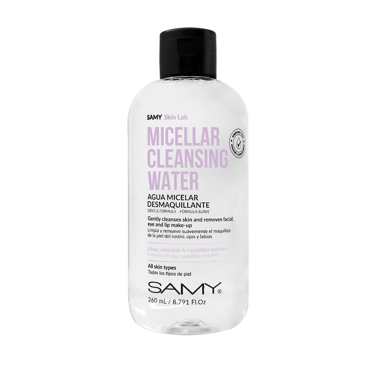 Agua Micelar Desmaquillante Samy Dermatológicamente Comprobada X 260 Ml